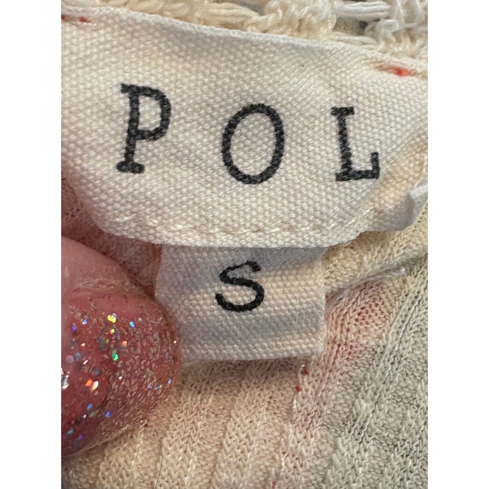POL Clothing Coral‎ Cream Patchwork Oversized Boho V-Neck Top FKT887 Small - Picture 4 of 5